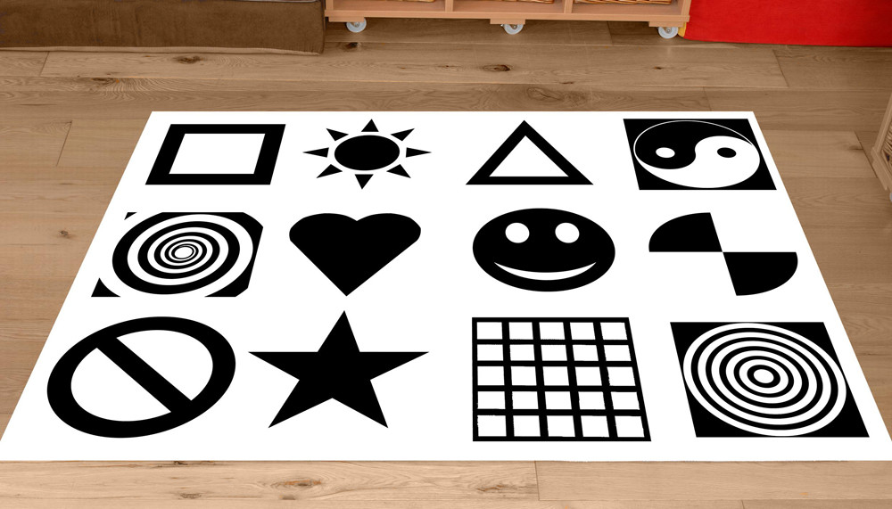 An image of White and Black Nursery Playmat