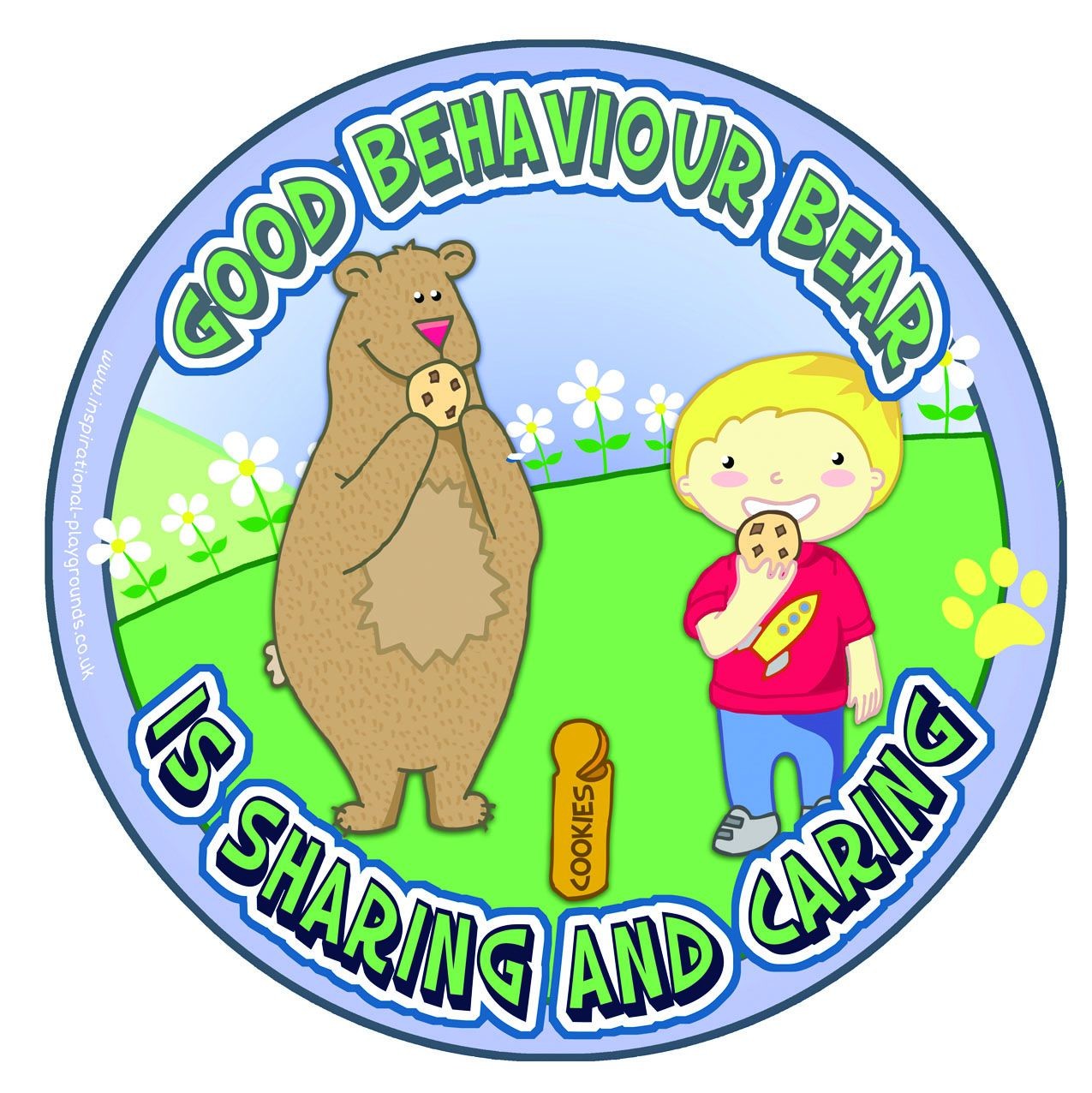 An image of Sharing & Caring Good Behaviour Bear Signs