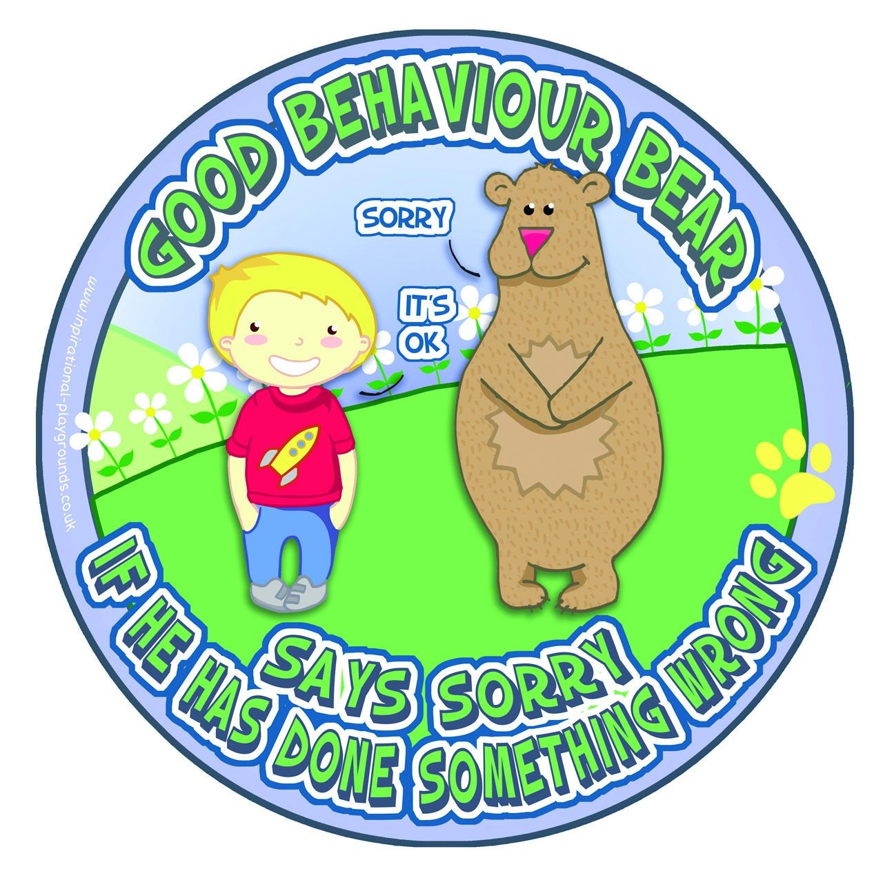 An image of Say Sorry Good Behaviour Bear Sign