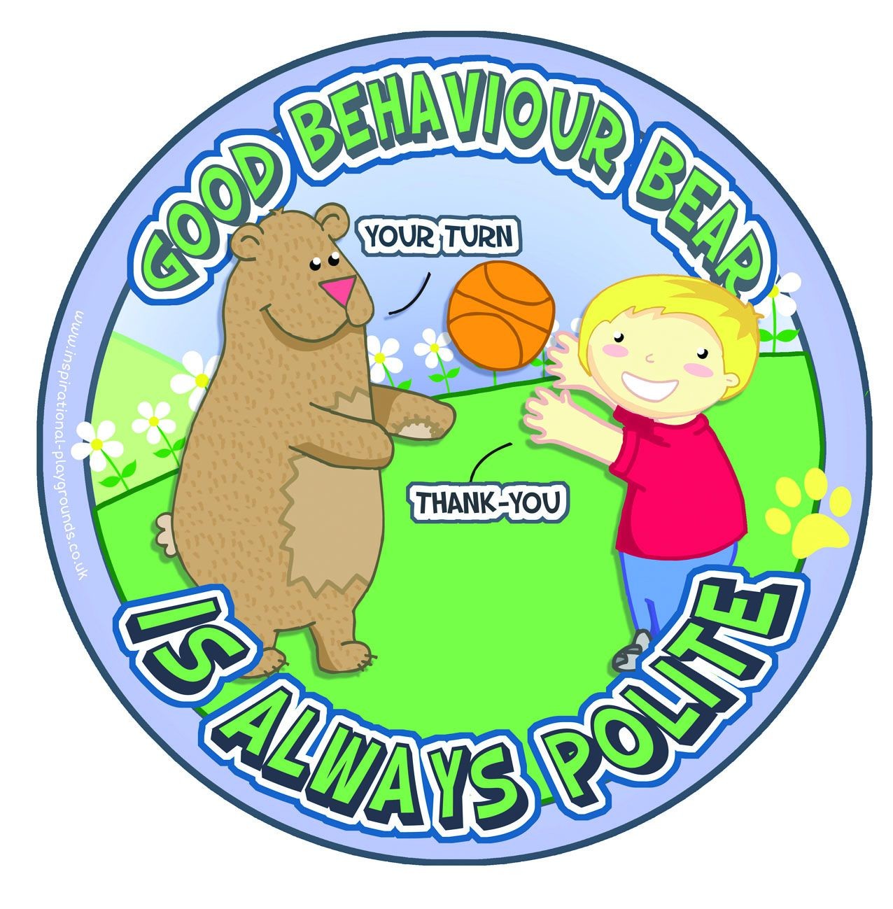 An image of Be Polite Good Behaviour Bear Sign