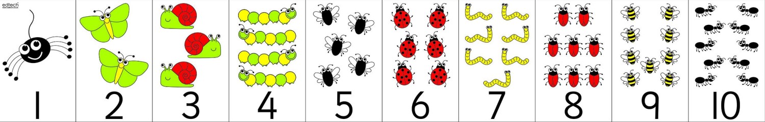 An image of Early Years Number Bug Counting Line 1 to 10