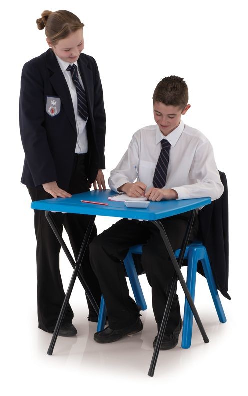 An image of 20 Polypropylene Exam Desks & Trolley Bundle Set - Exam Desks...