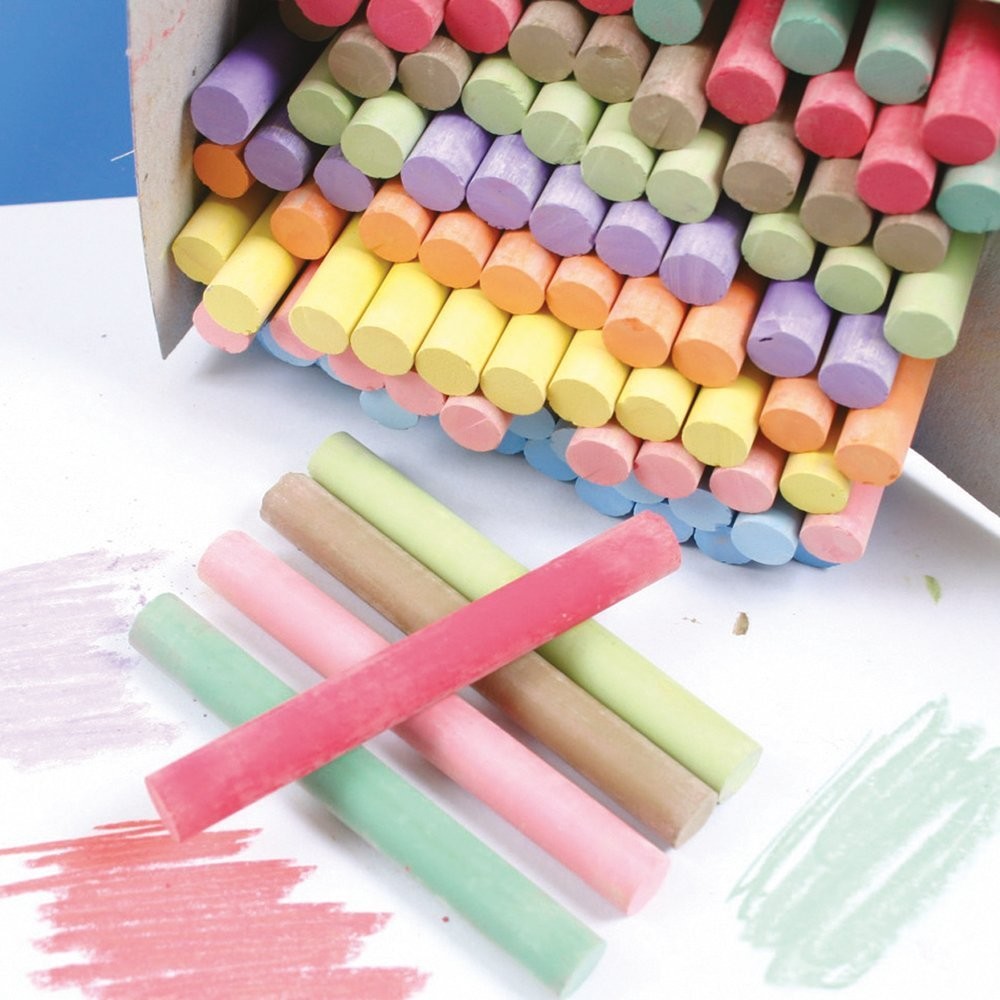 An image of Value Chalk Assorted Coloured Box Of 100