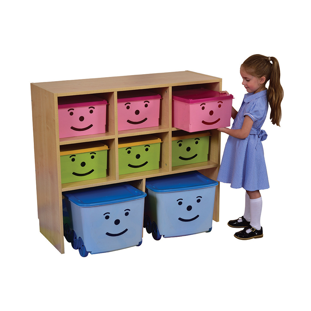 An image of Toddler Happy Storage Units- 8 Bins - Themed Storage