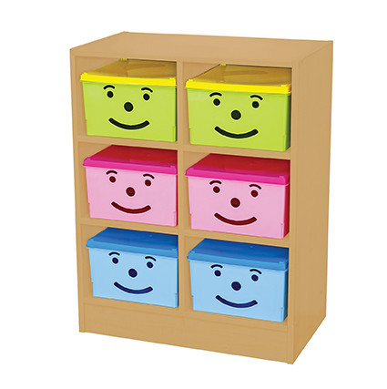 An image of Toddler Happy Storage Units- 6 Bins - Themed Storage