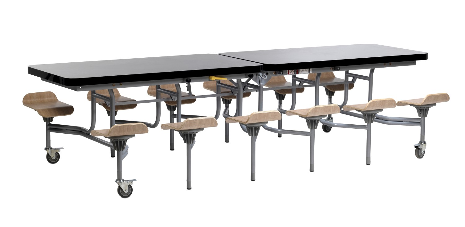 An image of Space 12 Seat Dining Table- Black Gloss - Folding School Dining Ta...