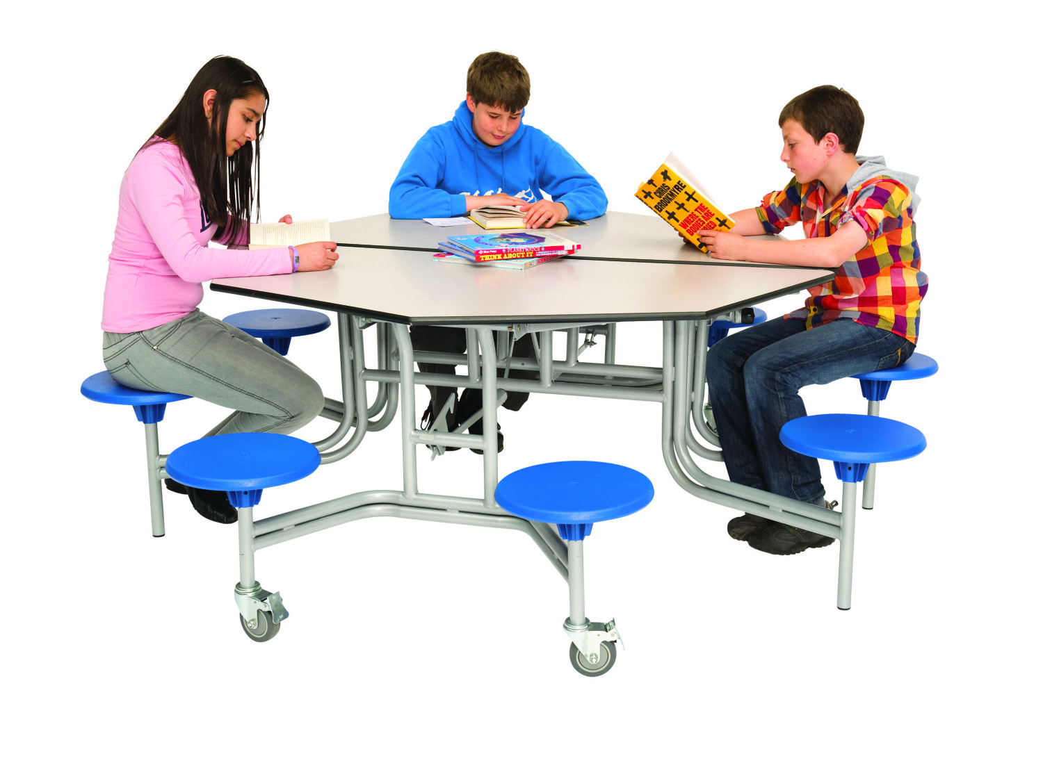 An image of Space Octagonal Folding Table Seating Unit- 8 Seats - Folding Scho...