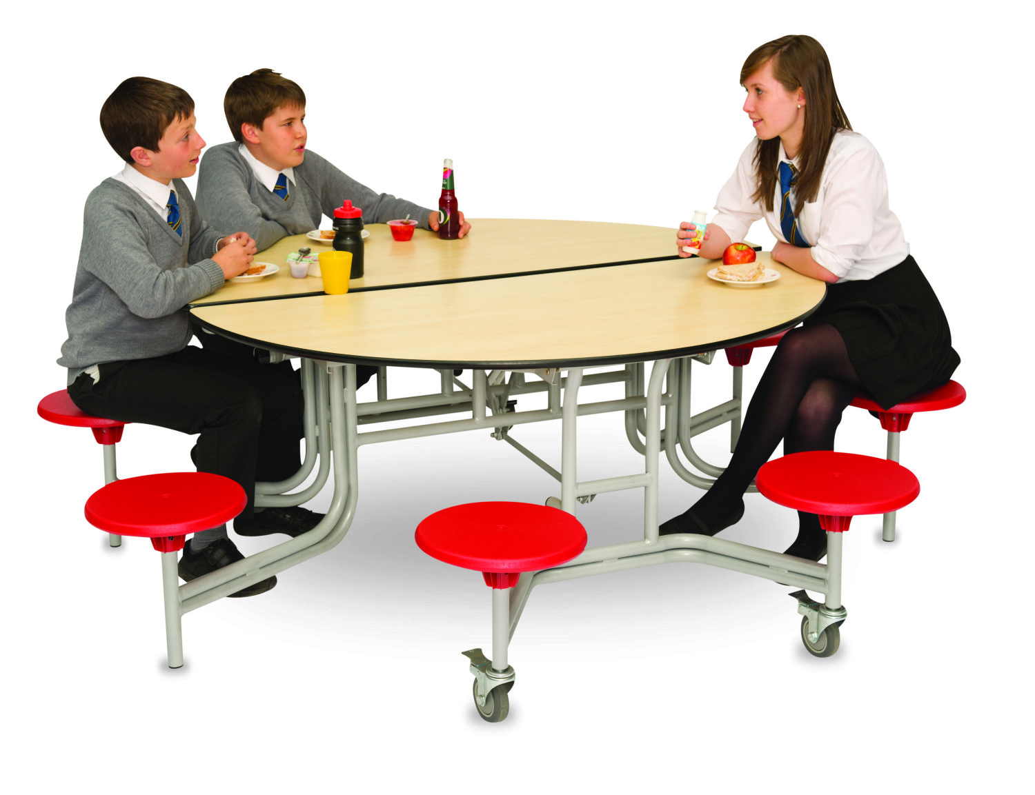 An image of Space Round Folding Table Seating Unit- 8 Seat - Folding School Di...