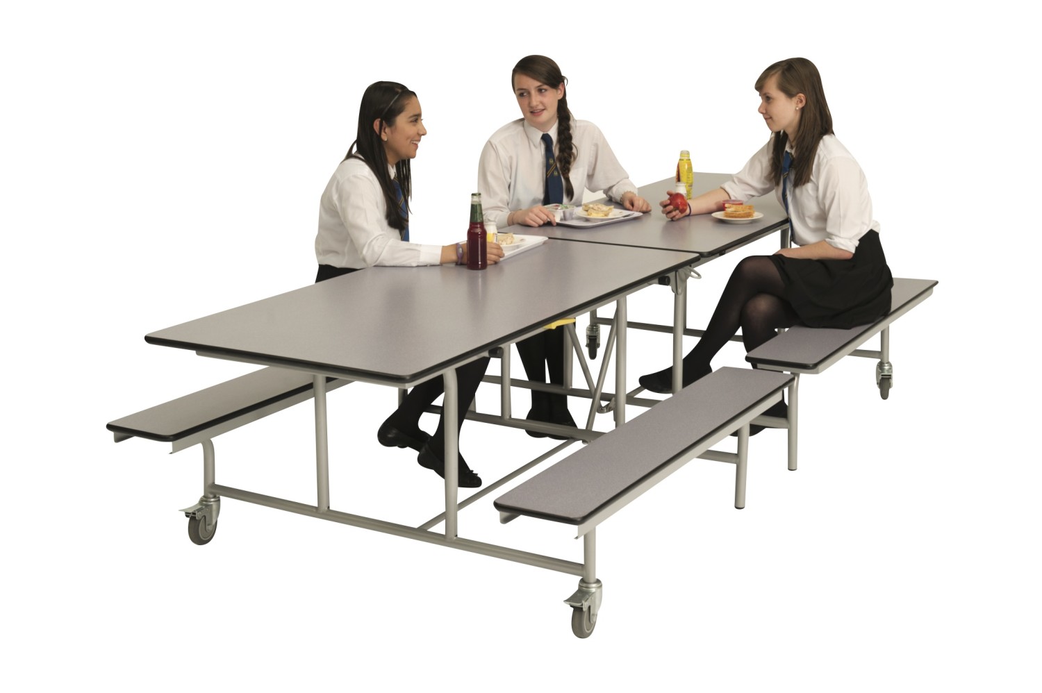 An image of Space Folding Bench Unit (12-16 Seat) - Folding School Dining Tabl...