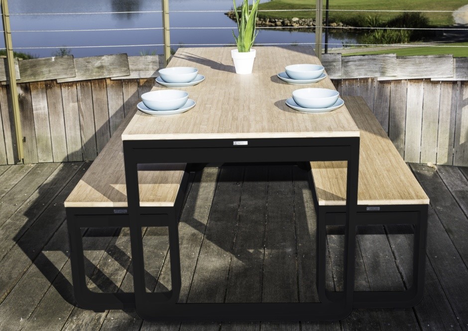 An image of Felix Outdoor Folding Bar Height Dining Set  - Bamboo - Folding Sc...