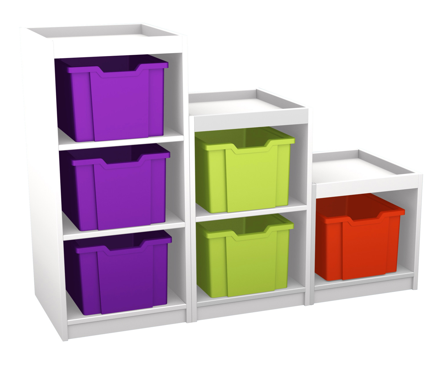 An image of Mexo White and Bright Cube-6 Drawers - Coloured Storage