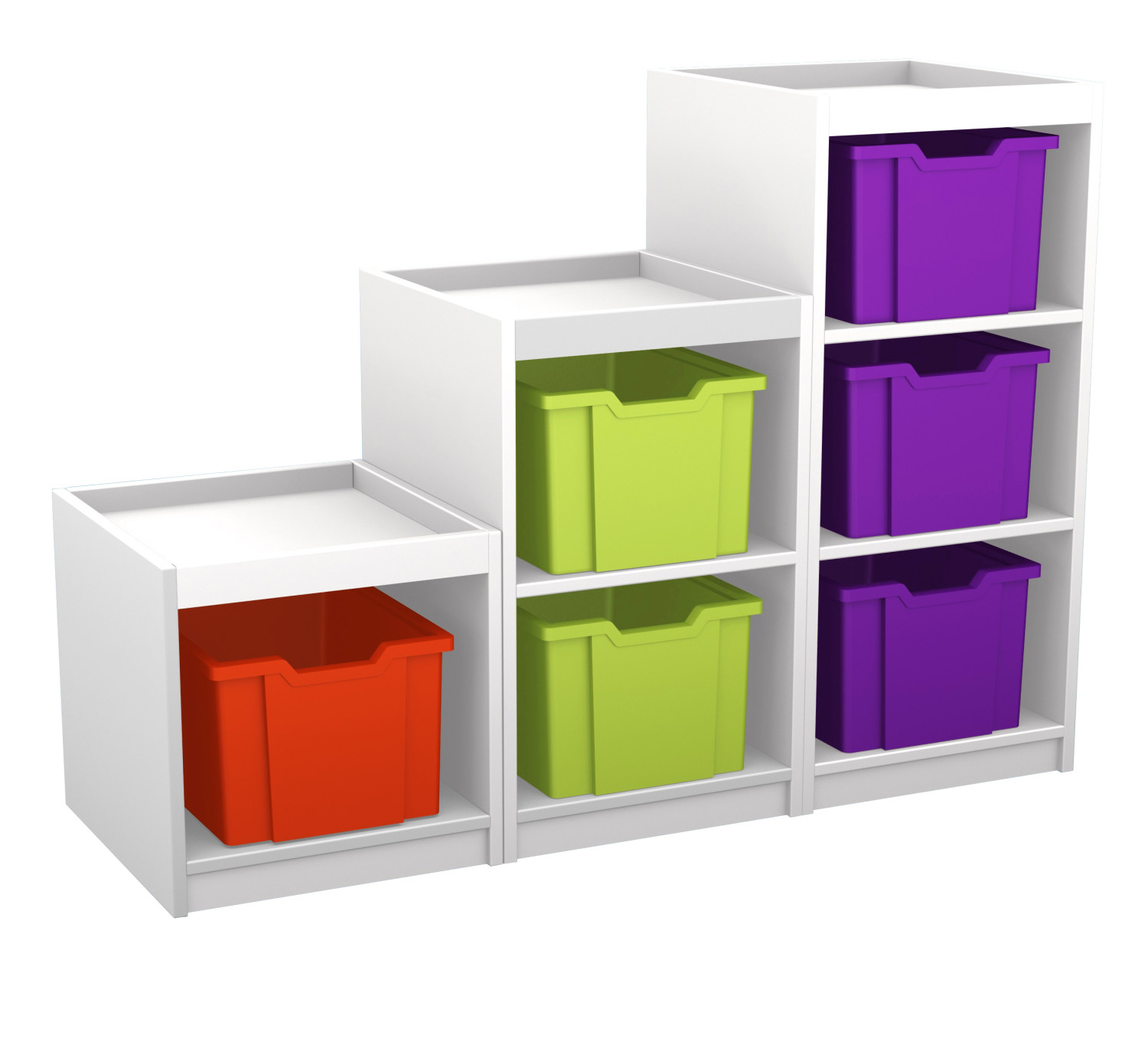 An image of Mexo White and Bright Cube-6 Drawer - Coloured Storage