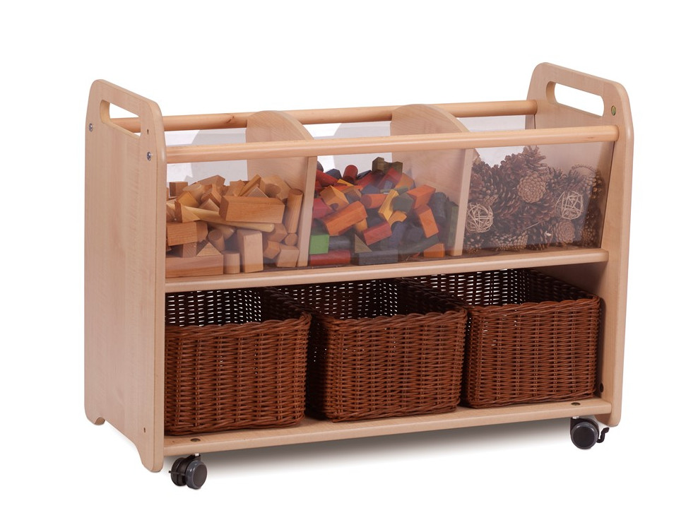 An image of Kidre Mobile Clear View Storage Unit - Wood and Coloured Storage