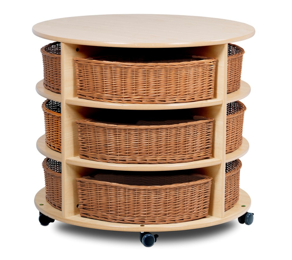 An image of Kidre High Level Circular Storage Unit - Wood and Coloured Storage