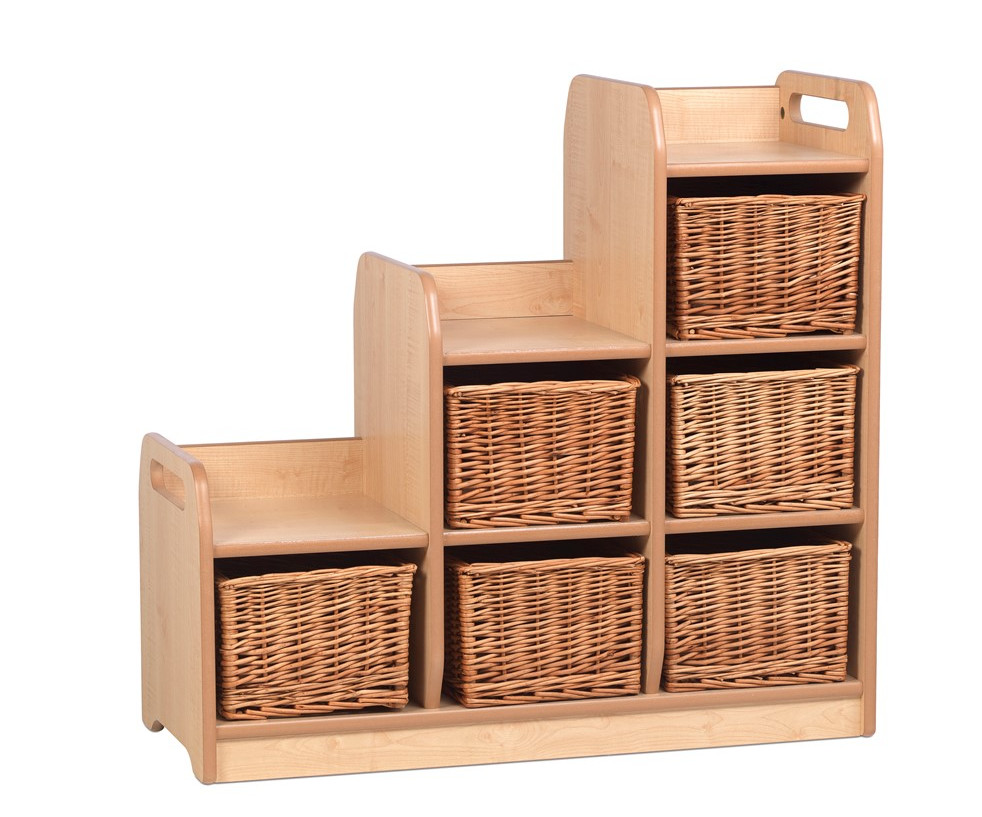 An image of Kidre Stepped Storage - Wood and Coloured Storage