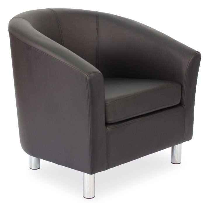 An image of Voele Leather Tub Chairs - Chrome Feet - Tub Chairs