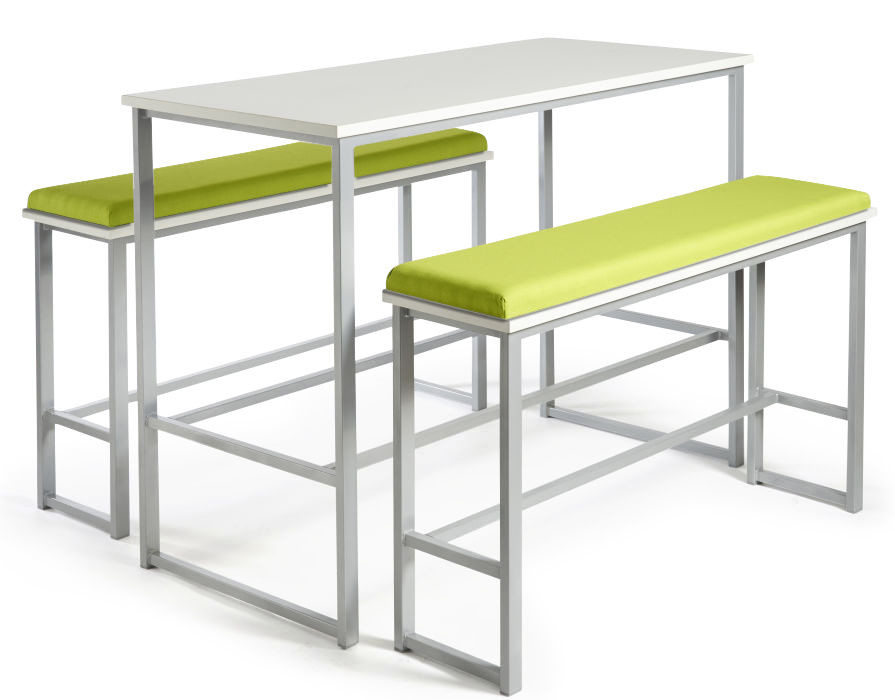 An image of Hermes Bar Height Bench Set - Upholstered Seats - School Lunch Ben...