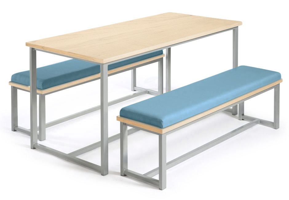 An image of Hermes Dining Height Bench Set - Upholstered Seats - School Lunch...