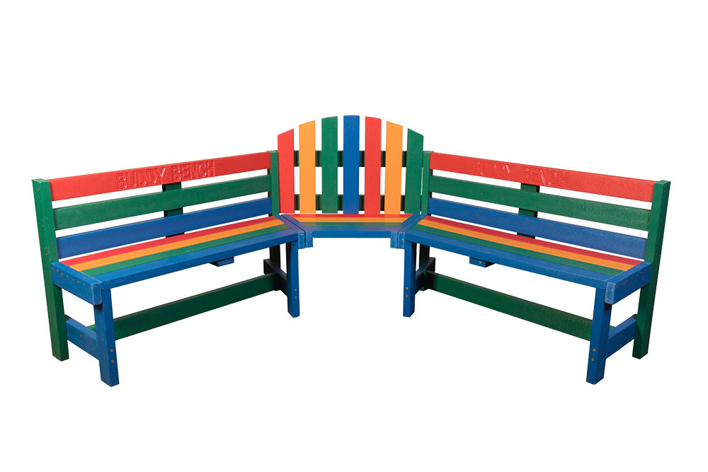 An image of Posit Recycled Plastic Easy Clean Adult Buddy Bench - Outdoor Furn...