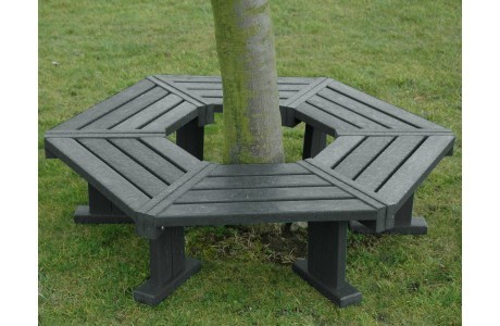 An image of Posit Recycled Plastic Easy Clean Hexagonal Tree Seat - Outdoor Fu...