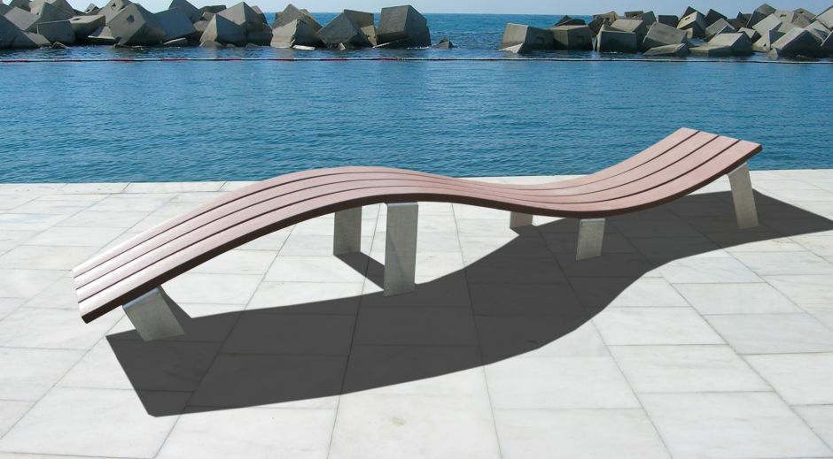 An image of Posit Recycled Plastic Easy Clean Wave Bench - Outdoor Furniture &...