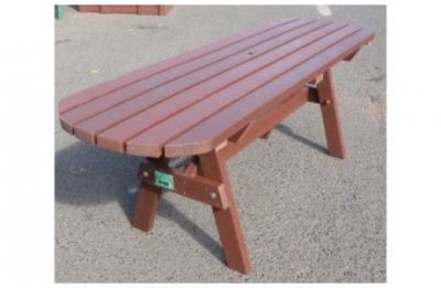 An image of Posit Recycled Plastic Easy Clean A-Table with Extended Top - Outd...