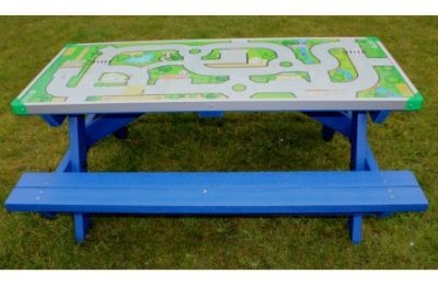 An image of Posit Recycled Plastic Easy Clean Junior Picnic Bench with Gameboa...