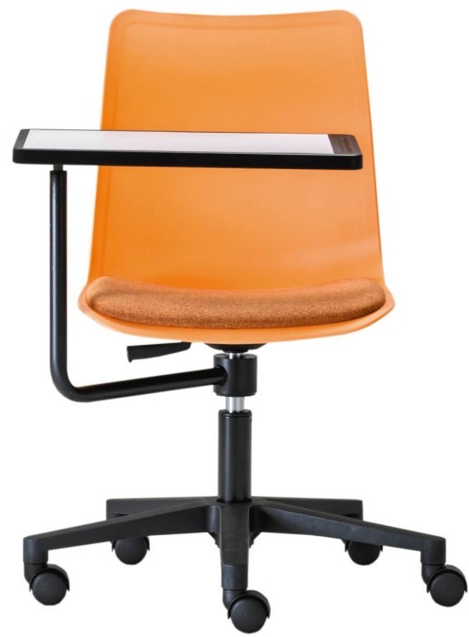 An image of Roleo Plastic Swivel Chair with Tablet - Padded Seat - Plastic Cha...