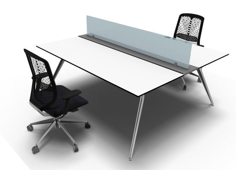 Arkitek Twin Desk Office Reality Stylish Arkitek Twin Office Desk In A White Finish With Frosted Gl Screens