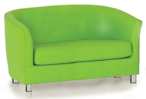 Leather Two Seater Sofas Zoron Office Reality Zoron Faux Leather Sofa In Lime Green