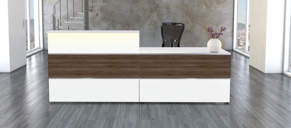 Capri Walnut Reception Desk 2 Office Reality