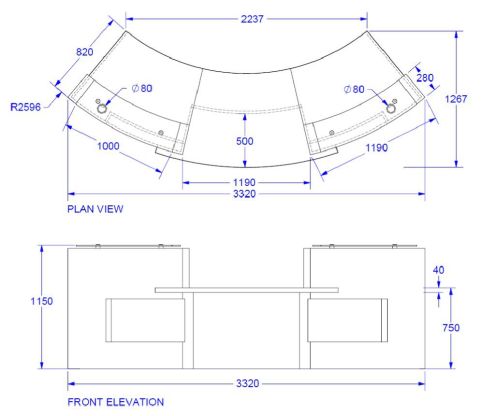 Two Person Curved Reception Desk Evo Xpression Office Reality