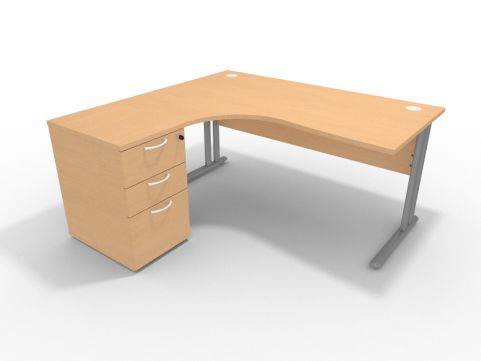 Left Hand Corner Desk And Pedestal Bundle Optimize Office Reality Optimize 1600mm Left Hand Desk With High Pedestal