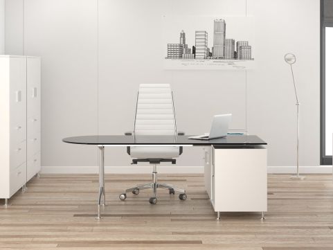 Ensa Glass Rectangular Executive Desk And Credenza Office Reality