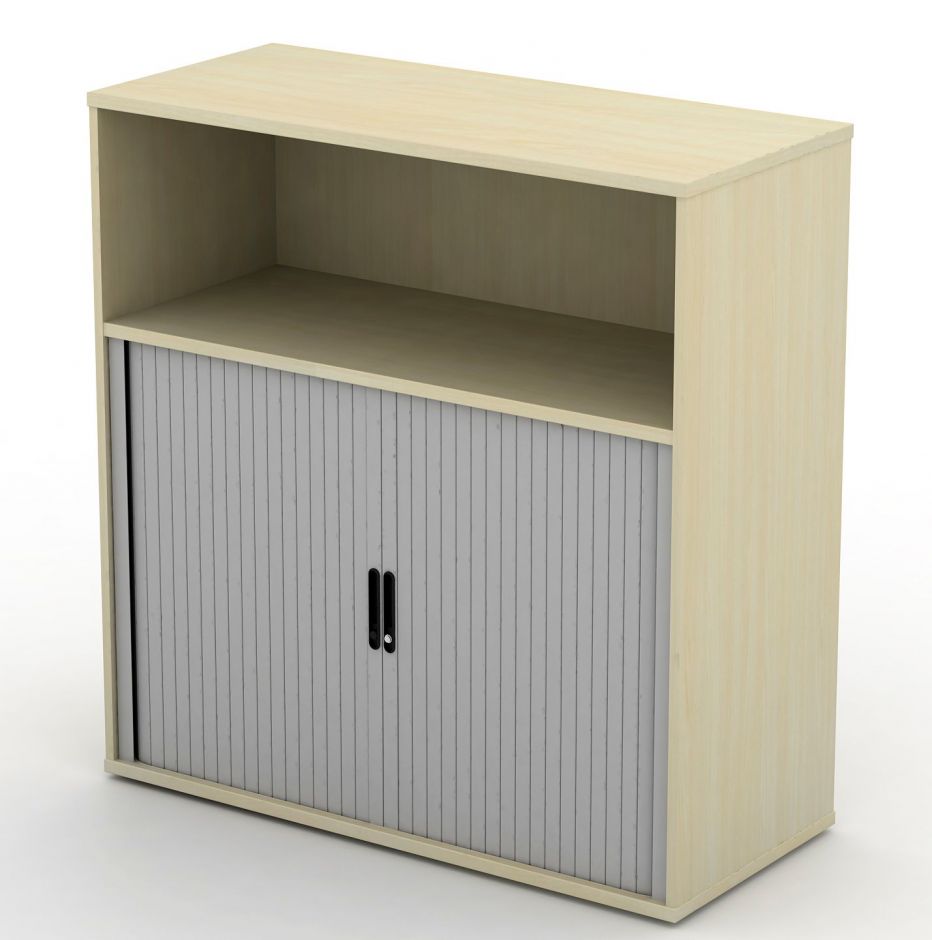 Wooden Tambour Cupboards with Open Section Avalon Office Reality