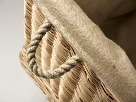 Rectangular Log Basket With Rope Handles