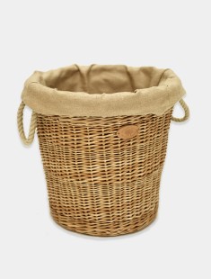 Round Log Basket With Rope Handles