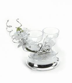 25th Silver Wedding Anniversary Cake Topper - Champagne Glasses