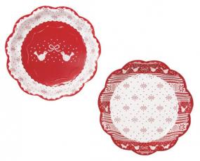 Red and White Christmas Paper Plates x 8 - Knitted Noel by Talking Tables