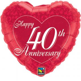 40th Ruby Wedding Anniversary Foil Balloon