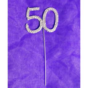 Diamante 50 On Silver Stem - 50th Birthday Cake Decoration