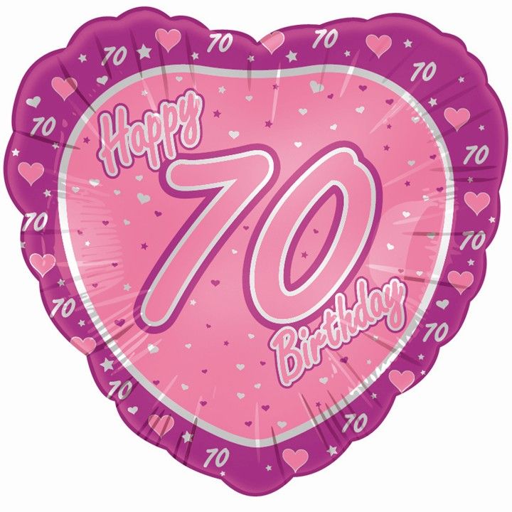 70th Birthday Pink Heart Foil Balloon