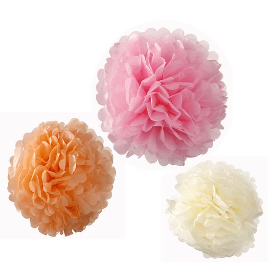 Pastel Paper Party Pom Poms x 3