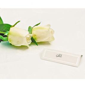 White with Silver Border Place Cards