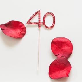 Red Diamante 40 - 40th Ruby Anniversary Cake Decoration