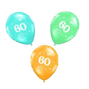 60th Birthday Latex Balloons x 6