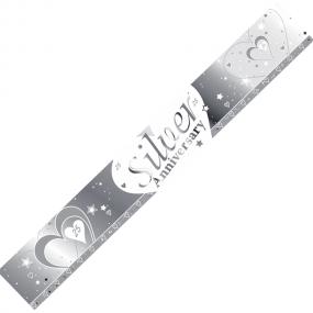 Silver 25th Wedding Anniversary Banner - Hearts and Stars