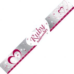 40th Ruby Wedding Anniversary Banner - Hearts and Stars