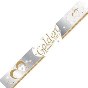 50th Golden Wedding Anniversary Banner - Hearts and Stars