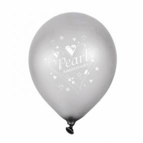 30th Pearl Wedding Anniversary Latex Balloons x 6